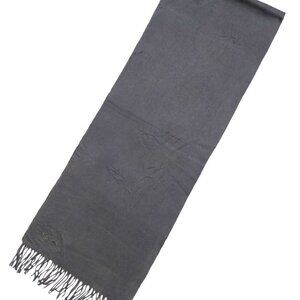 COACH Classic Vintage Solid Gray Horse & Carriage Embroidered Wool Blend Scarf